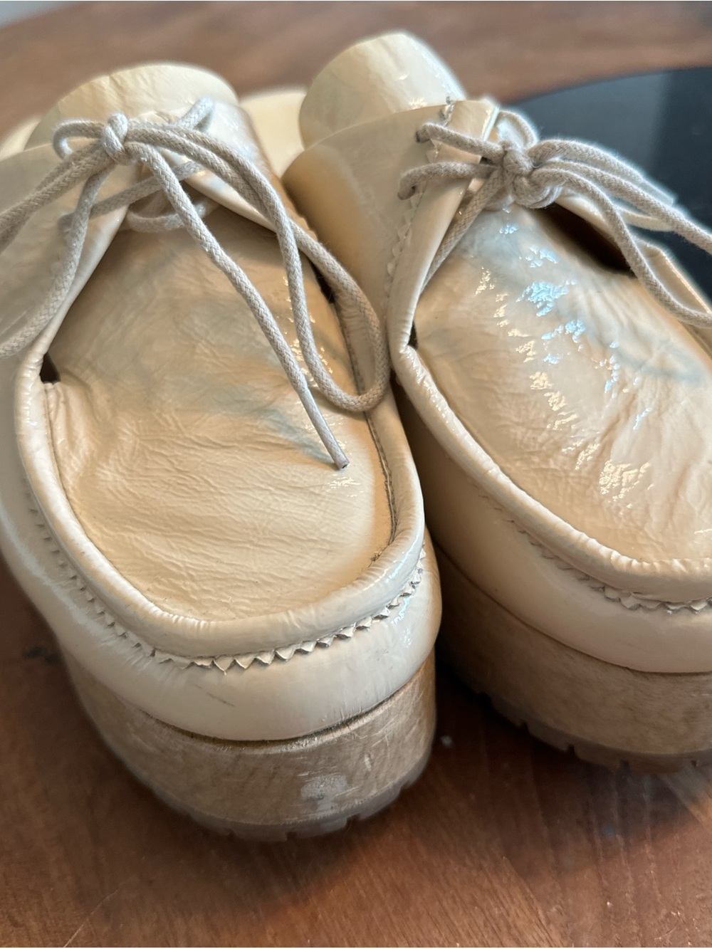 Rachel Comey Cream Leather Platform Clog Mules with Lug Sole - Picture 6 of 6